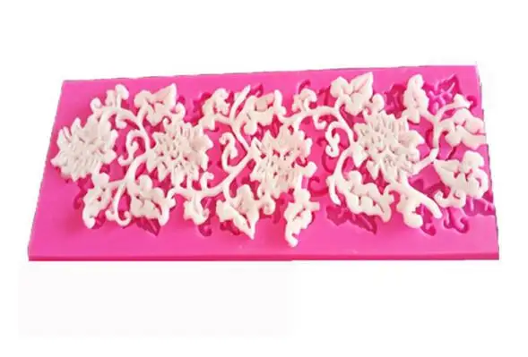 

New DIY flower vine lace pattern silicone bakeware fondant cake mold silicone pad printing food grade green silicone mold