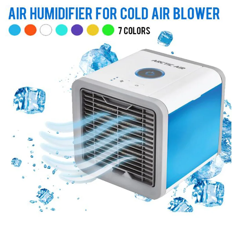 

USB Mini Portable Air Conditioner Humidifier Purifier 7 Colors Light Desktop Air Cooling Fan Air Cooler Fan for Office Home Usb
