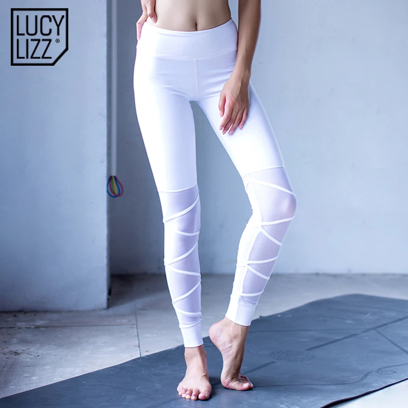 Lucylizz сетчатые штаны для йоги с дырочками женщин леггинсы фитнеса одежда