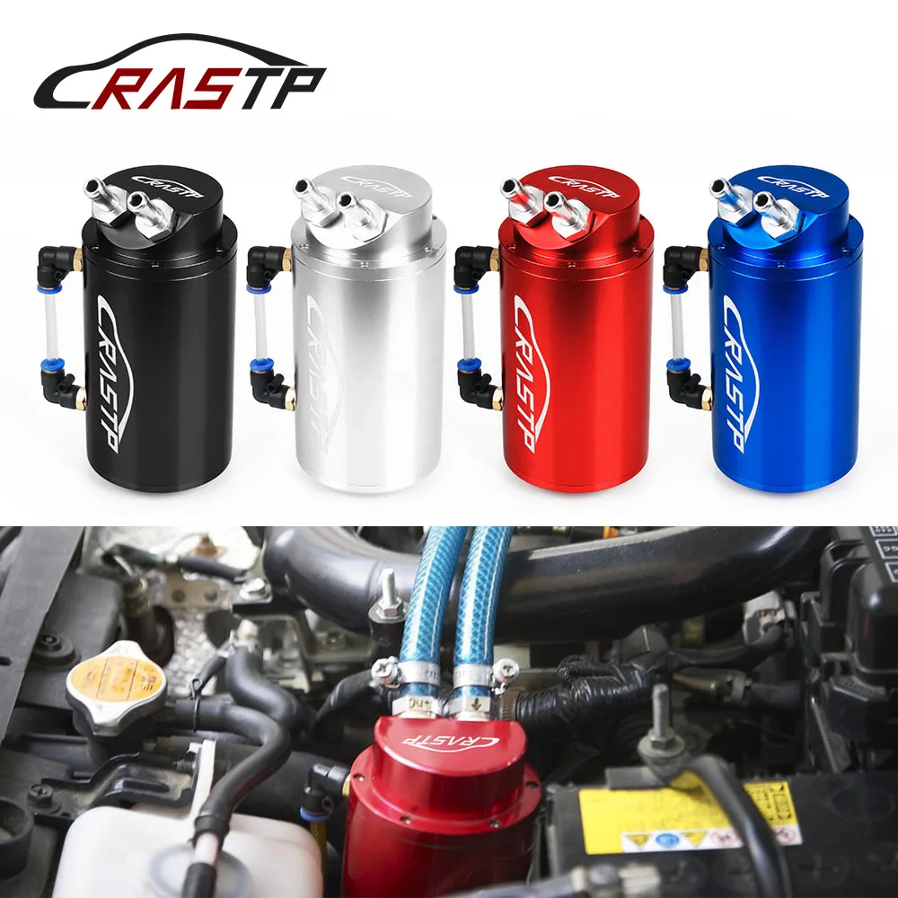 

RASTP - Universal Round Aluminum Oil Catch Can Tank Reservoir Racing Engine Fuel Tanks Black Red Blue Silver RS-OCC019