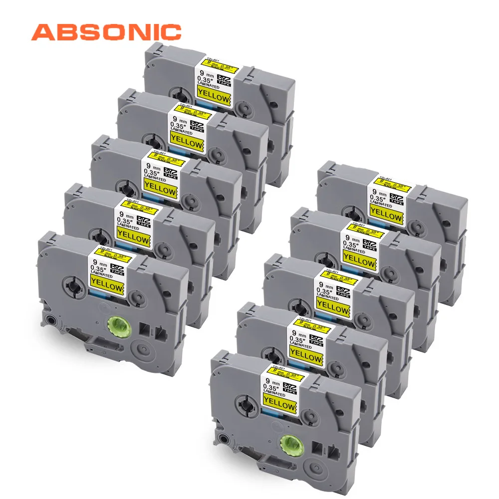 4PK 12mm Black on Yellow TZ-631 Tze-631 Label Tape For Brother P-touch PT-D210