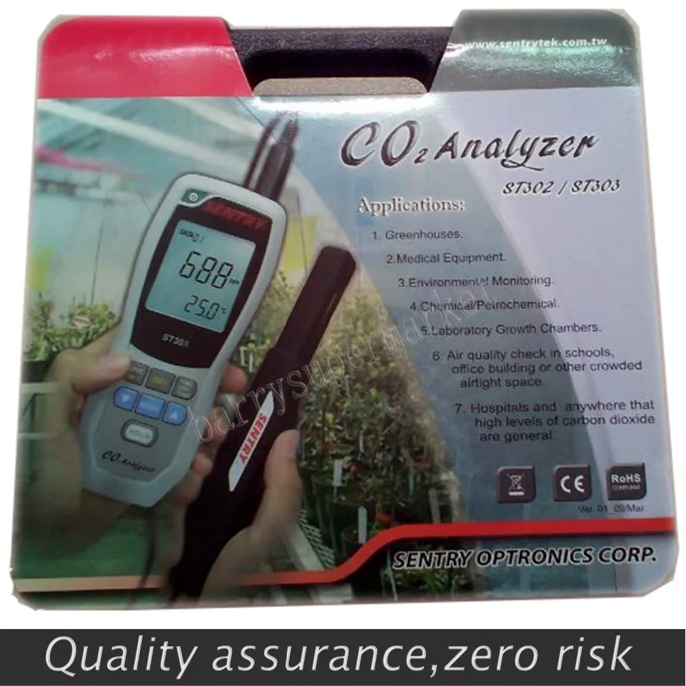 

ST303 Carbon Dioxide CO2 Monitor Indoor Air Quality Monitor 3-in-1 CO2 Humidity Thermometer Hygrometer Tester Deterctor Analyzer