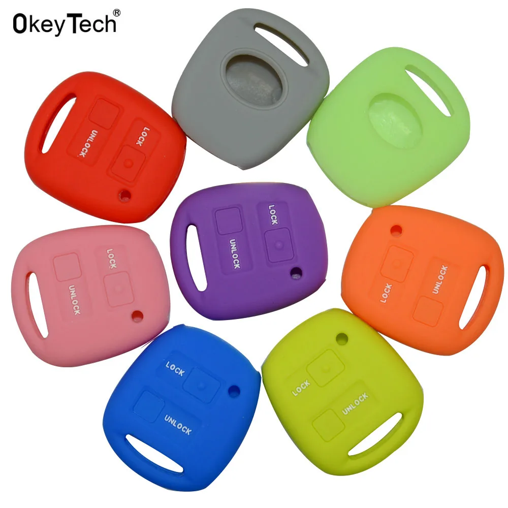 

OkeyTech High Quality Colorful Silicone For Toyota YARIS COROLLA RAV4 Car Key Case Cover 2 Button Car Key Shell Replacement Hold