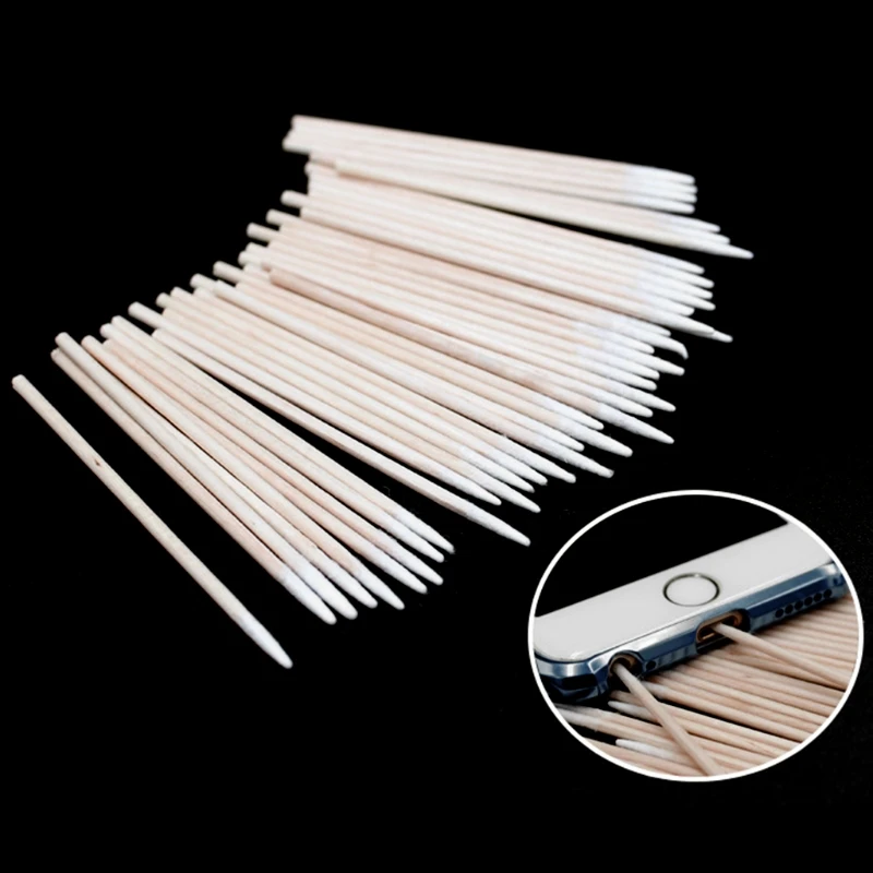 

100Pcs Cotton Disposable Stick Clean Tool for AirPods Earphone Phone Charge Port