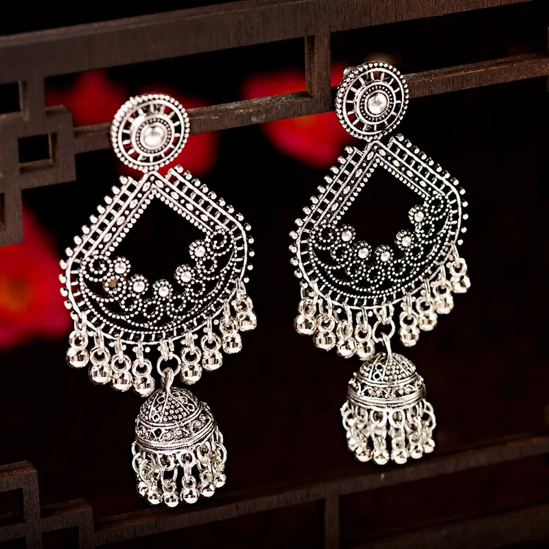Этнические женские большие золотые серьги подвески Jhumka индийские Винтажные с