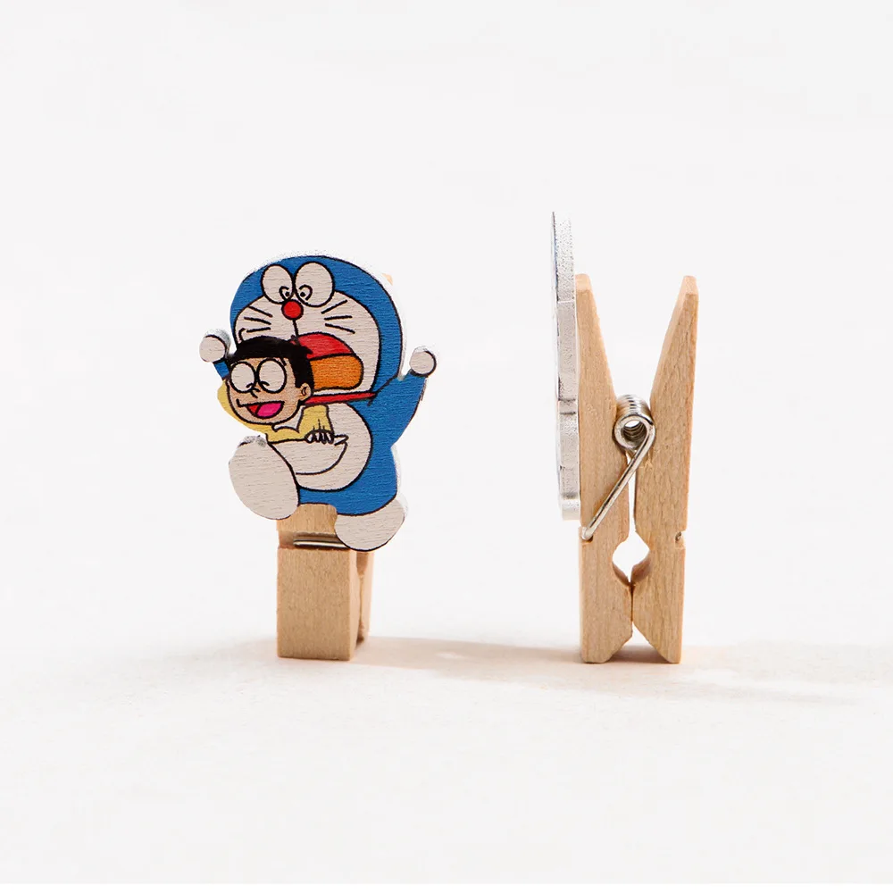 10 шт./лот деревянные зажимы Doraemon для фотографий прищепки бумаги вечерние