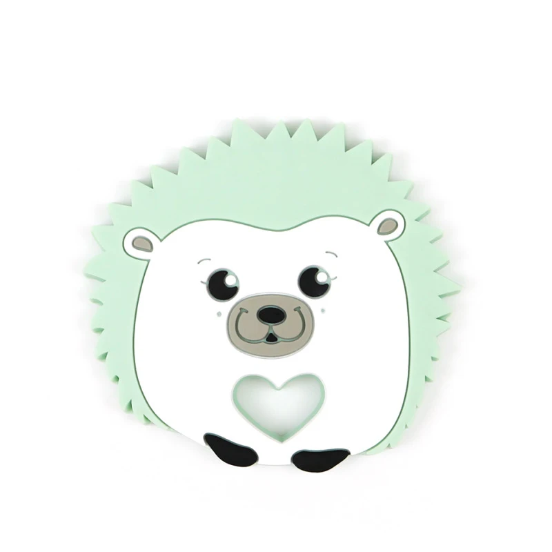 Green Детские Силиконовые Прорезыватели DIY мультфильм животное кольцо с ежом прорезыватель BPA бесплатно для младенцев силиконовые жевательные Подвески Дети Прорезыватели игрушки - Цвет: Green