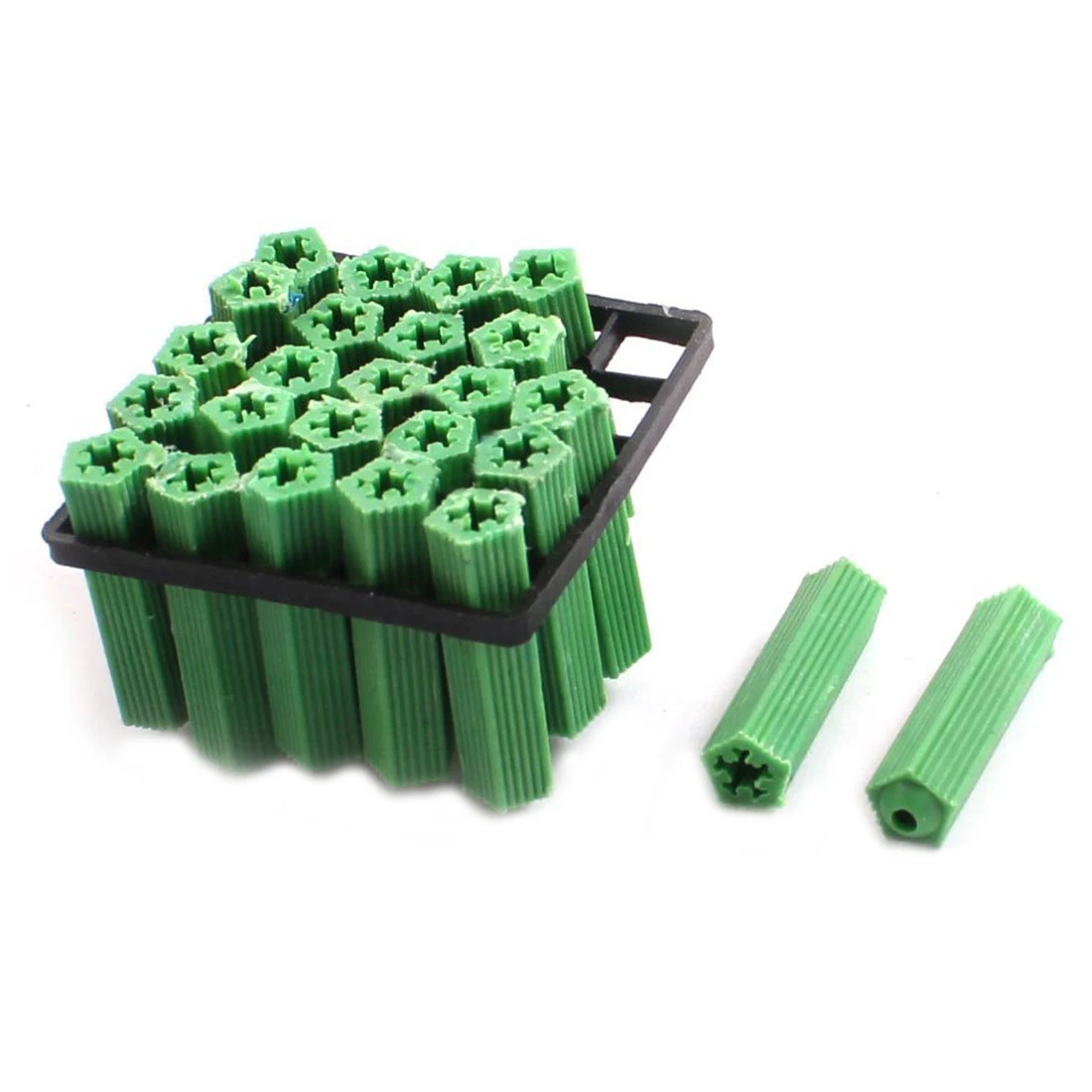 

500 Pcs Green Masonry Screw Fixing Wall Anchor Plugs 6mm x 27mm