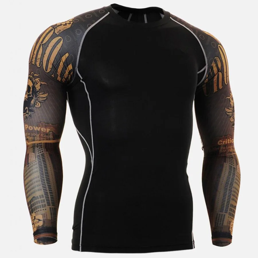 

Compression Shirt Men Sport Skull 3D Dry Fit Tshirt Bodybuilding Base Layer Gym Fitness Rashgard Sport T Shirt