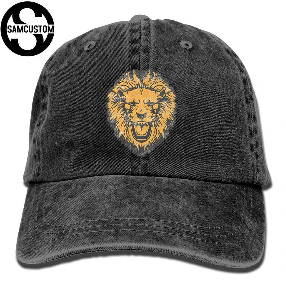 SAMCUSTOM lion 3D Creative personality Washed Denim Hats Autumn Summer Men Women Golf Sunblock Hockey Caps