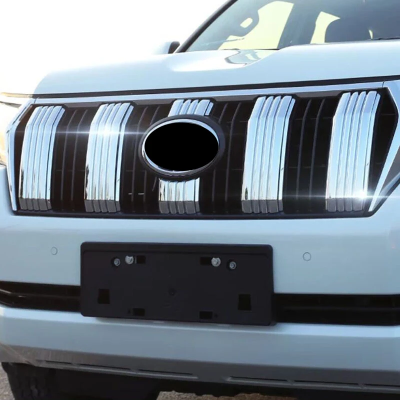 

For Toyota Land Cruiser Prado LC150 2018 ABS Chrome Car Head Grille Fence Decoration strip Cover Trim sticker car styling 6PCS