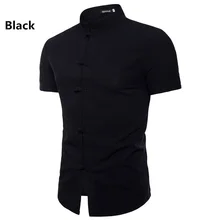 Env для мужчин st, летняя Новинка, мужская рубашка, модная, короткий рукав, стоячий воротник, кардиган, одноцветная рубашка, топ, мужская одежда