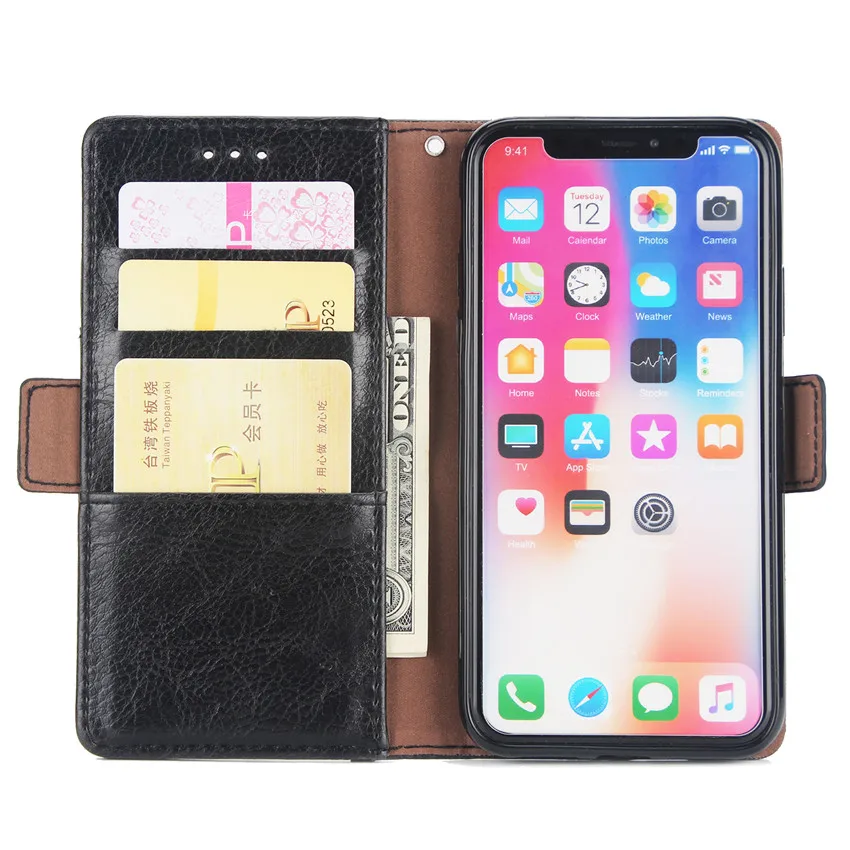 Роскошный кожаный чехол бумажник для Iphone 8 7 6 6S Plus держатель карт Магнитный флип с