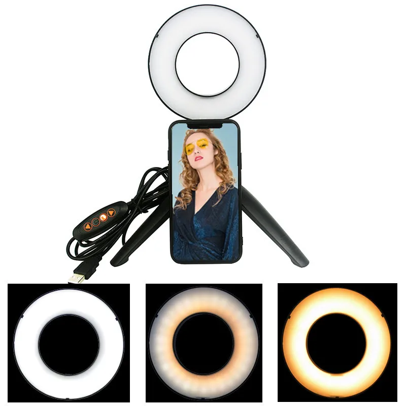 

Photography Ring Light 60 Pcs LED Dimmable 3000-6000K Photo Studio Light 3 Colors Mode 10 Brightness Tripod Stand for SmartPhone
