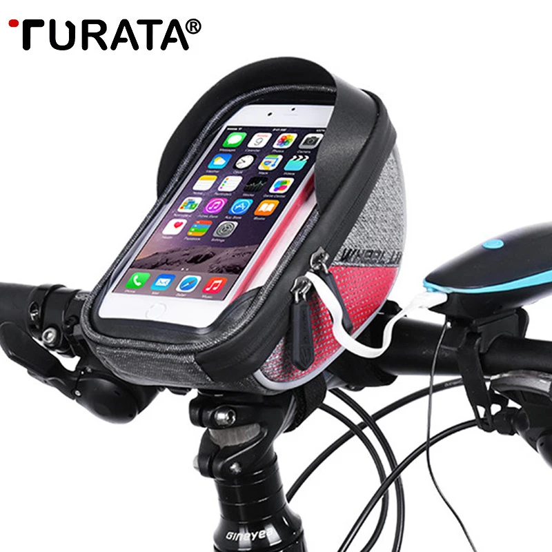 

TURATA Bike Bicycle Motorcycle Holder Waterproof Case Bag Handlebar Mount Phone Holders Stand For iPhone 7 8 6 6s Plus Xiaomi