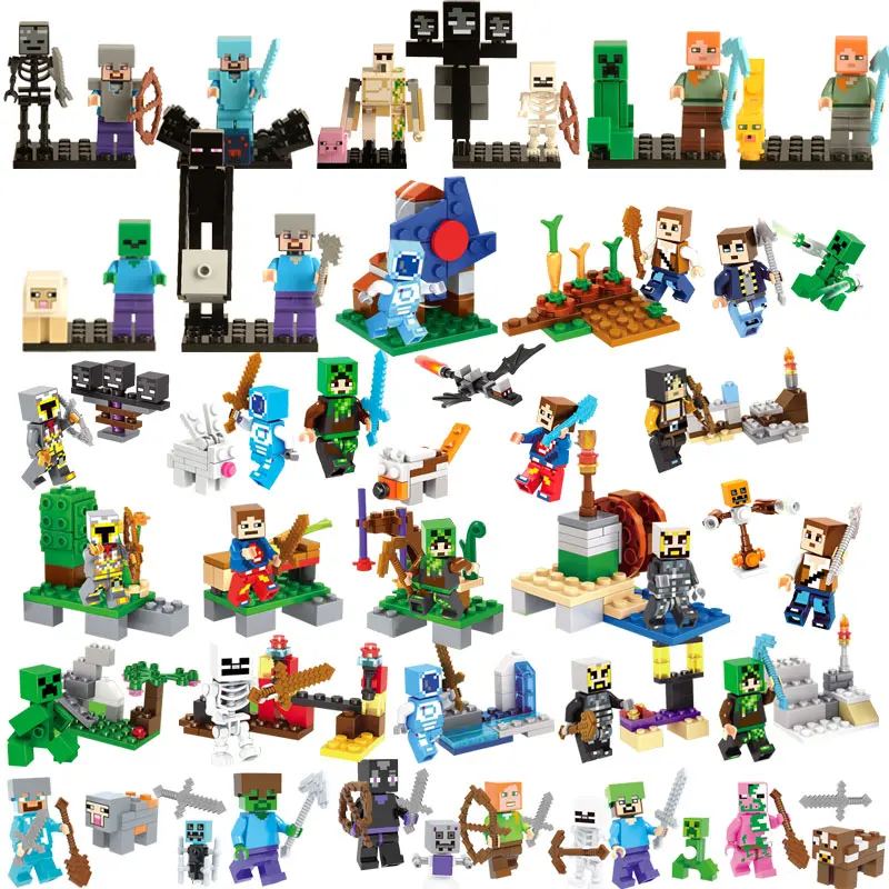 

Minecraft Legoing Figures My World in Blocks Arms Legoings Minecrafts Assembly Children's Set Building Blocks Toys Steves Bricks