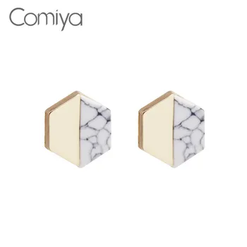 

Comiya Statement Accessories OL Lady Stud Earrings For Women Marble Pattern Stone Mosaic Zinc Alloy Pendientes Earring Brincos