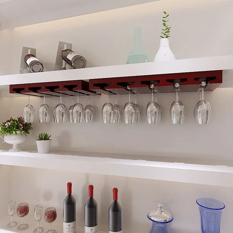soporte para copas de vino de montaje en pared doble soporte de almacenamiento de copas de metal para cocina o bar Estante para copas de vino 