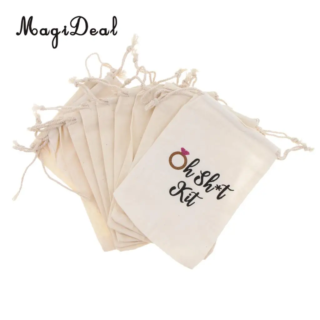 10pcs Oh Shit Kit Cotton Linen Jewelry Pouch Drawstring Bag Wedding Favor
