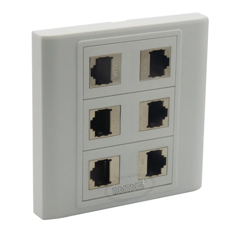 6 X CAT6A щит RJ45 настенная пластина с внутренней стороны от гнездового до