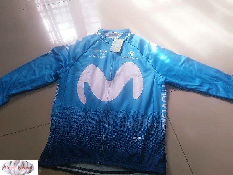 Movistar зима термо флис Велоспорт Джерси мужская одежда с длинным рукавом Bicicleta MTB Maillot Ropa Ciclismo Hombre Ciclismo - Цвет: 001