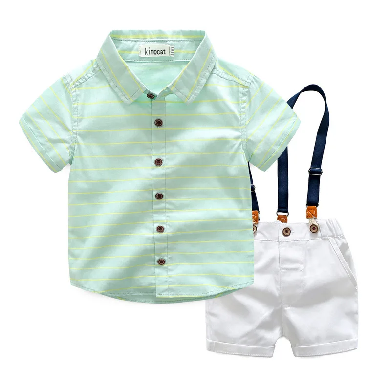 

summer Mini Maria Tung suits European and American boys cotton short sleeved shirts shorts two sets