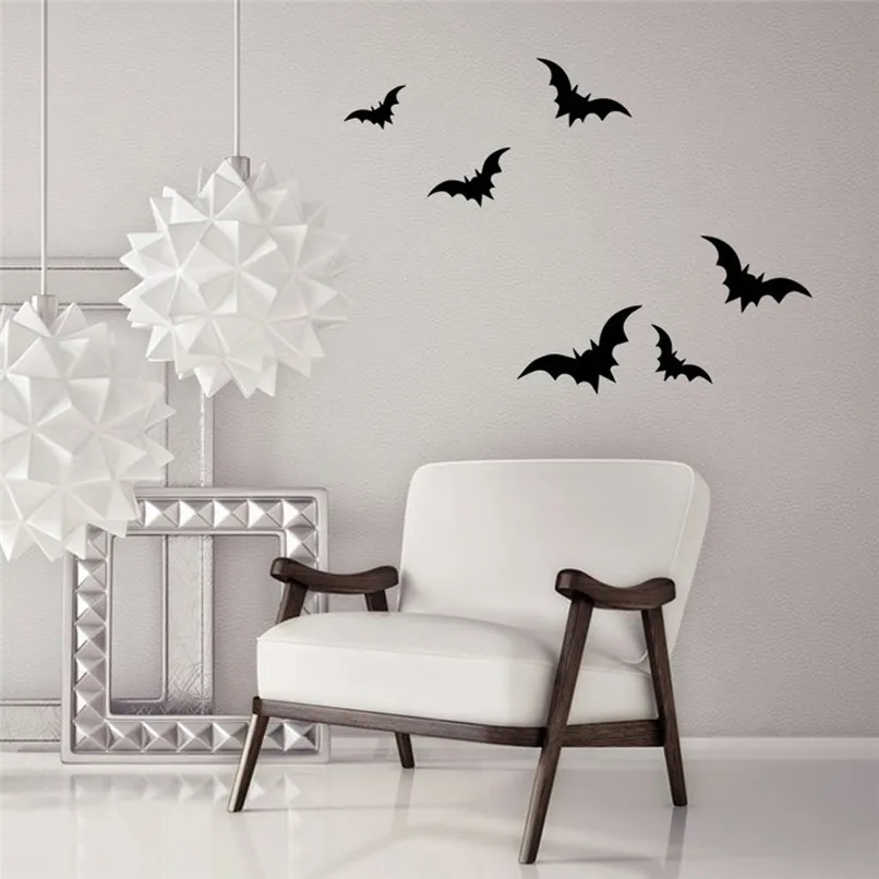 Vinyl Removable 3D Wall Sticker Halloween Dark Bats Decals For Wall