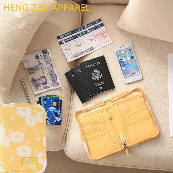 Дорожный пакет для паспорта, короткий, маленький, водонепроницаемый, товары для путешествий, мультяшный принт, лебедь, цветок, сетка, на молнии, держатель для карт, сумка - Цвет: yellow