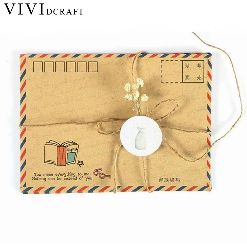 

Hot Sale 8pcs/lot Style Random Large Vintage Envelope Postcard Letter Stationery Paper Airmail Office Supplies Kraft Envelope