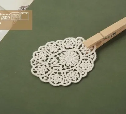 Free Shipping Ecru Ellipse Emboridery Appliques Cloth Paste Fabric DIY Lace Decoration 40pcs/lot | Дом и сад
