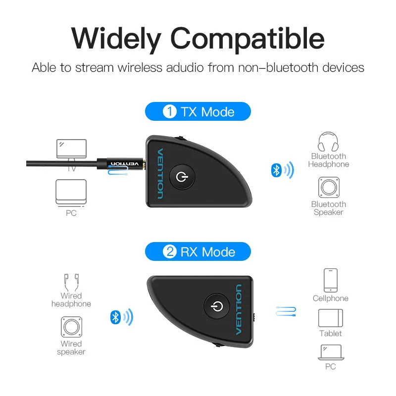 Bluetooth аудио приемник Vention беспроводной передатчик для ТВ наушников колонок Aux 3 5