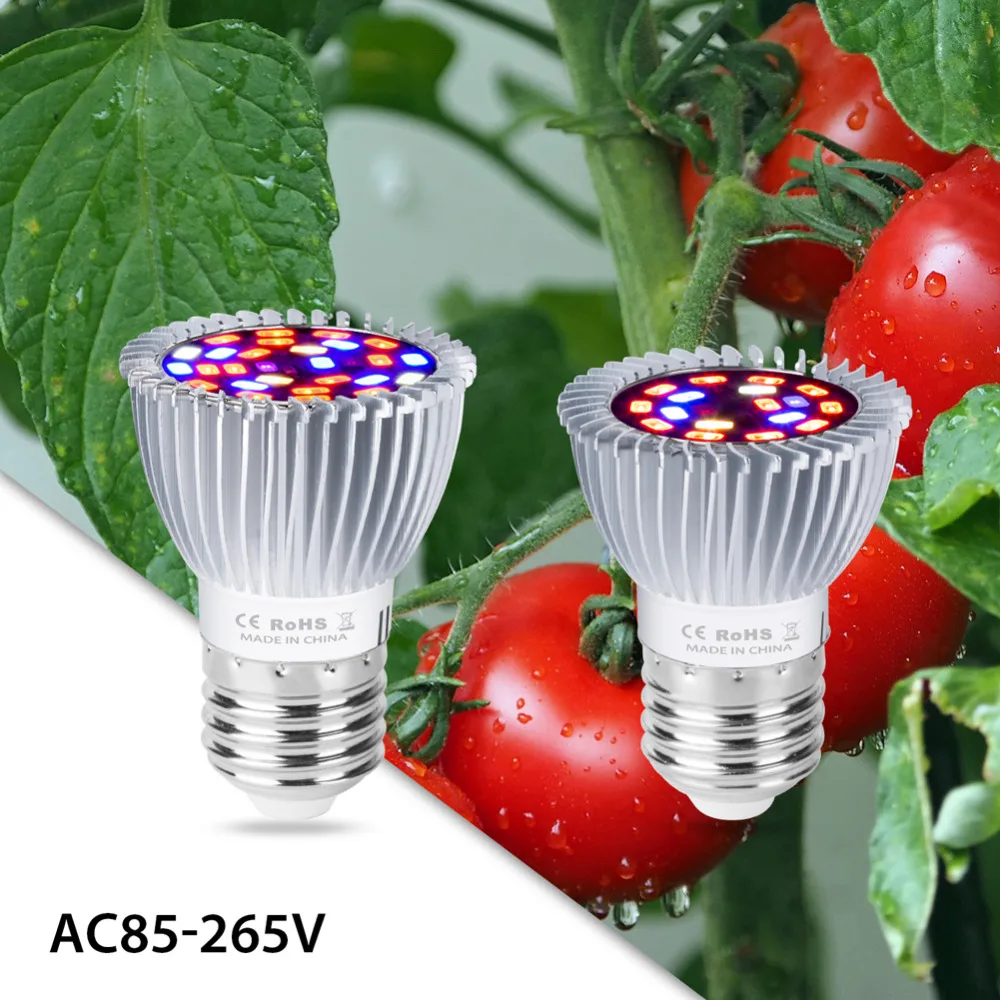 

E27 Full Spectrum Led Grow Bulb E14 220V Plant Light Led Lamp 18W 28W Fitolamp Grow Tent 110V Growing Light For flowers Seedling