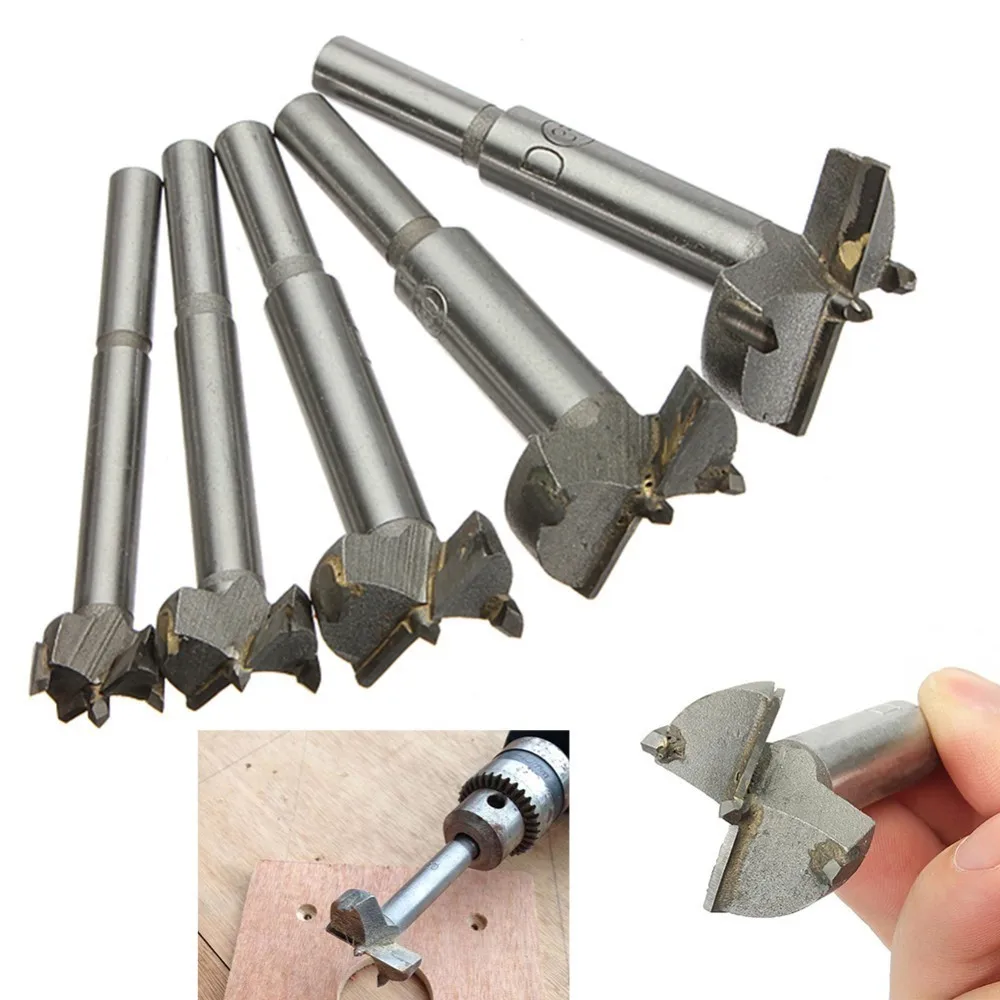 5pcs/Set Hand Tools YG8 Forstner Auger Drill Bit Woodworking Hole Saw
