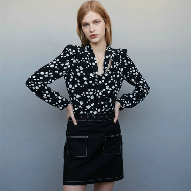 

2019 New Women Daisy Flower Print Blouse Top
