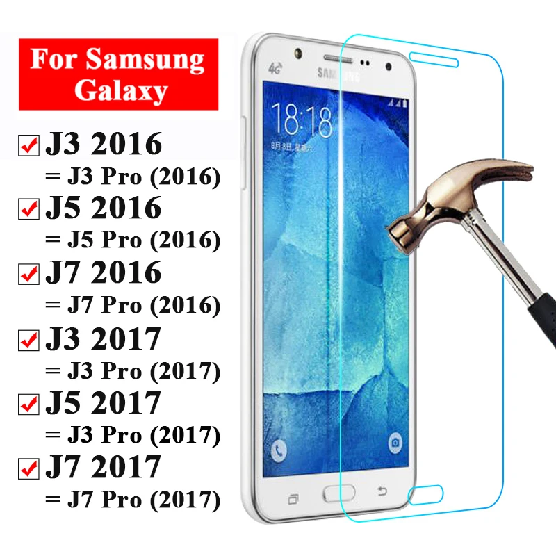 Защитное стекло для samsung galaxy j7 j5 j3 Pro защита экрана закаленное j 7 5 3 Защита 5j 7j 3j