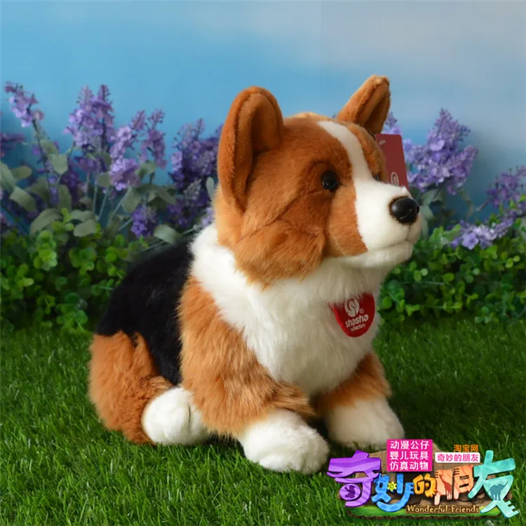 

cute plush Welsh Corgi dog toy high quality colourful sitting dog doll about 30cm 0251