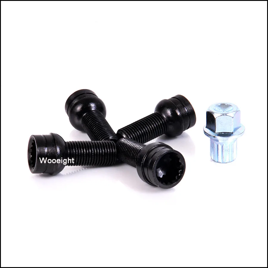 5PcsSet Black Car Accessories Anti-Theft Wheel Screw Bolt Lock Nut Key Adapter For Audi A4 A6 A8 Skoda Golf (5)