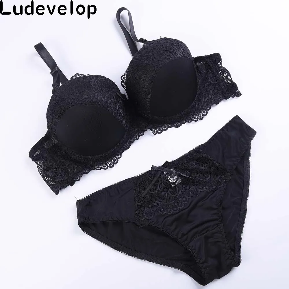Ludevelop Women Underwear Set 38 40 42 44 46 48 C D Cup Bras Black Red