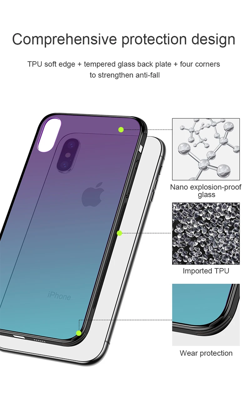 Gradient Tempered Glass Phone Case