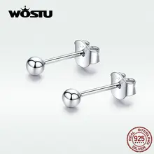 WOSTU подлинные 925 пробы серебряные серьги-гвоздики с маленькими шариками простые серьги в форме фасоли для женщин подарок DXE581