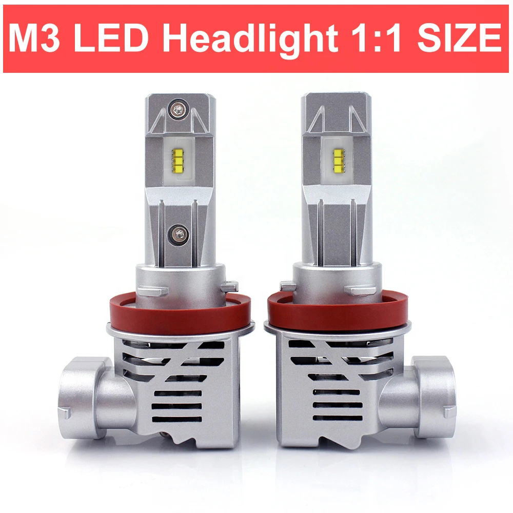

1 Set MINI SIZE ZES CHIPS H8 H9 H11 M3 LED Headlight H4 H7 9005 9006 HB3/4 SMALL 1:1 Bulb Turbo Fan 50W 8000LM 6K LUMILED LAMPS