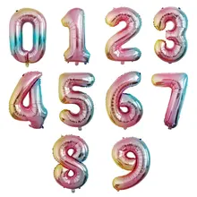 Novo 32 Polegada números balões ballon arco-íris balão decorações de festa de aniversário de casamento adulto crianças 0 - 9 globos de ar digital