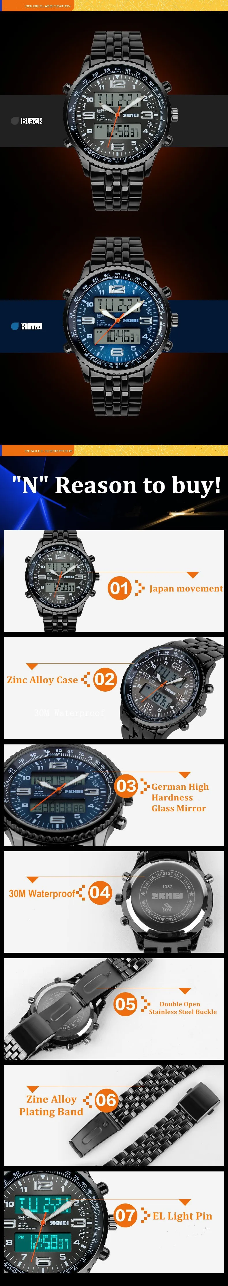 Skmei светодиодный цифровые часы мужские роскошные брендовые военные кварцевые часы relogio masculino полностью из нержавеющей стали мужские наручные часы