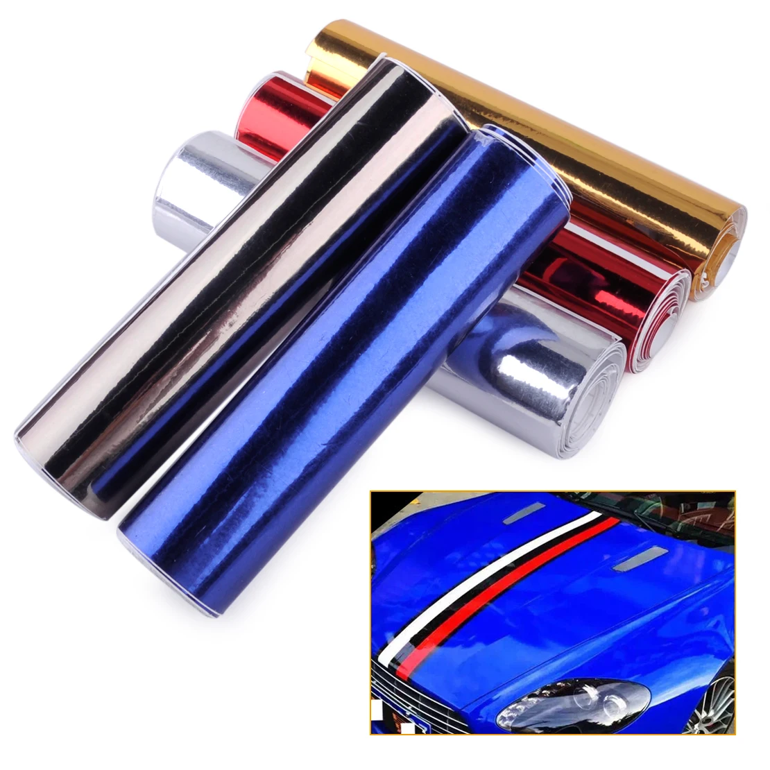 CITALL 150x15cm Car Motorcycle Glossy Chrome Mirror Vinyl Wrap Film