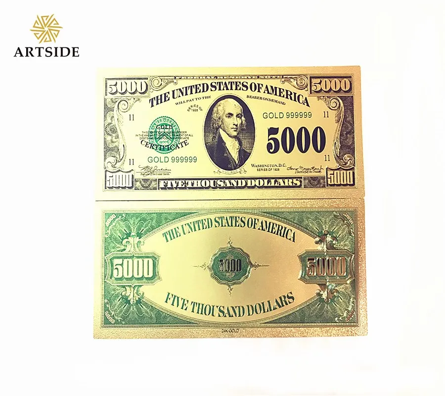 Все типы американская золотая фольга доллар банкнота поддельные деньги искусство ремесла Высокая коллекция Прямая поставка - Цвет: 1918 USD 5000