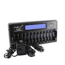 12 слотов ЕС вилка lcd смарт-зарядное устройство AA AAA Ni-MH Ni-Cd 12 Отсек батареи 12 банк перезаряжаемые батареи Smart lcd дисплей