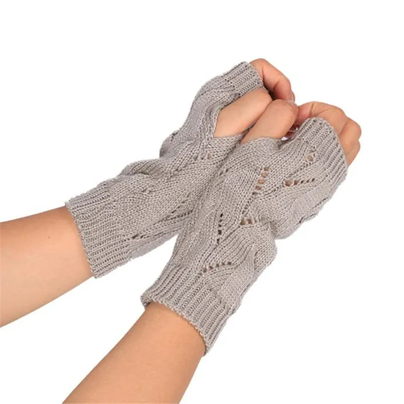   Fashion Knitted Arm Fingerless Winter Gloves Unisex Soft Warm Mitten winter gloves guantes eldiven handschoenen 40FE2226