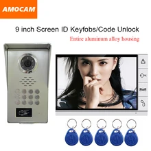 LUXURY 9″ LCD Screen Aluminium Alloy Video Door Phone Intercom Kit Waterproof Dustproof IR Night Vision RFID Keyfobs/Code Unlock