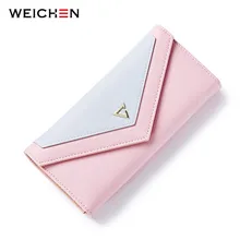 WEICHEN New Geometric Envelope Clutch Wallet For Women, PU Leather Hasp Fashion Design Wallet For Phone Money Bags Coin Purse