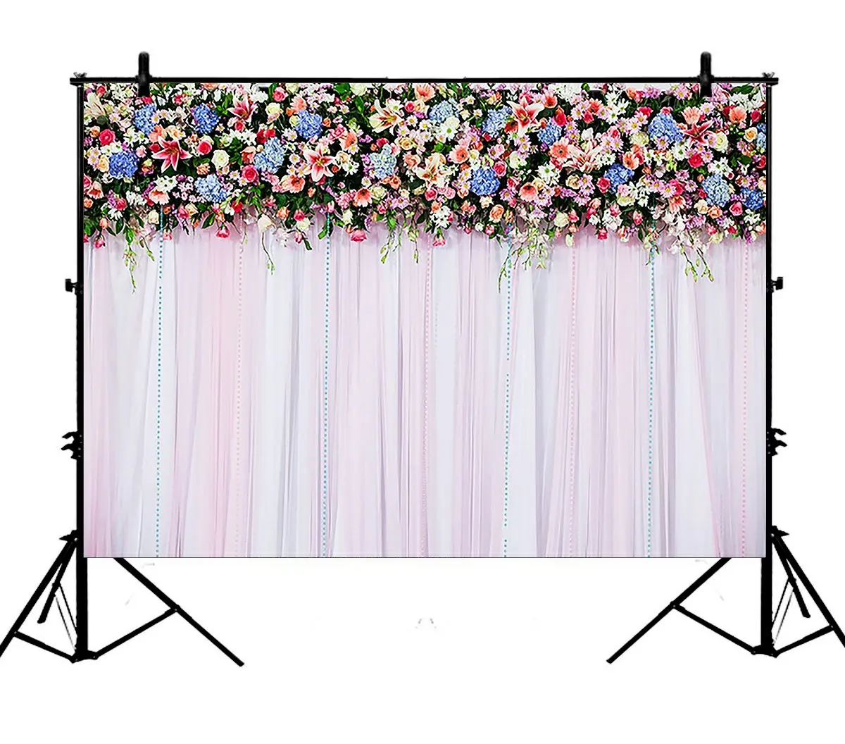 5x7ft Colorful Flowers White Purple Lace Curtain Wedding Polyester Photo Background Portrait Backdrop | Электроника